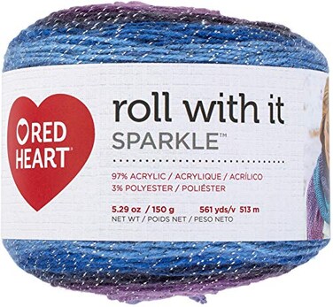 Red Heart Roll with It Sparkle Yarn Amethyst