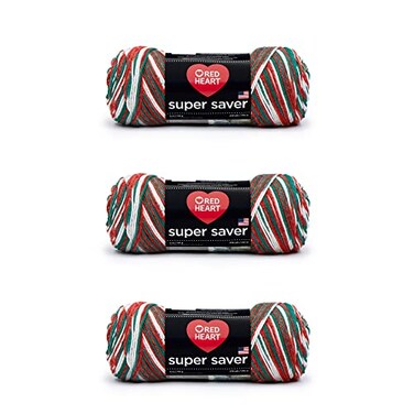 Red Heart Super Saver Yarn 3 Pack Mistletoe 3 Count