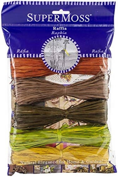 SuperMoss 40518 Raffia Craft Kit Fall Thanksgiving Basil Golden Rust Terra Cotta Brown 16 cu In 5 Pack