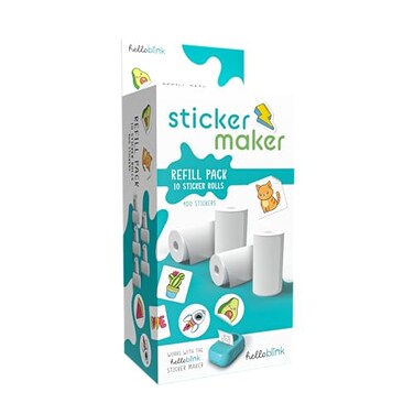 CEACO Hello Blink Sticker Maker Refill Pack 10 Rolls 5 Round 5 Square Makes 400 Custom Stickers Compatible with Hello Blink Printer Sold Separately Fun for Kids Aged 8 DIY Craft Projects