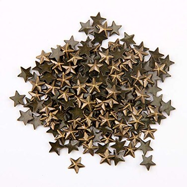 Beadsland Hotfix Iron On Flat Back Stars Studs 14 Flatback Glue on Studs 300pcs Bronze 12x12mm