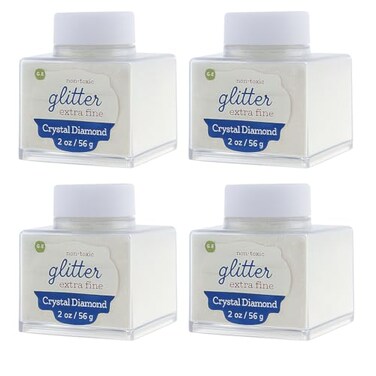 Sulyn Extra Fine Crystal Diamond Glitter Stacker Jar 2 Ounces NonToxic Stackable and Reusable Jar Multiple Slot Openings for Easy Dispensing and Mess Reduction SUL508601 Pack White