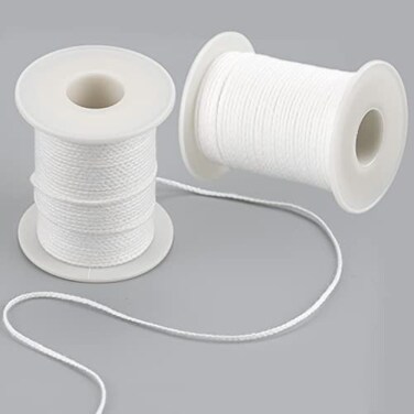 IFAMIO 400 Ft Braided Wick 24 Ply Candle Wick Spool 2 Rolls Braided Wick Spools Bulk Cotton Yarn Embroidery Thread for Candle Making Candle DIY