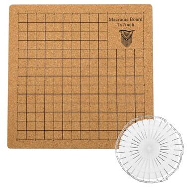 Abeillo Macrame Board Pins Kit Double Sided Grid Board for Braiding with 30 TPins Macrame Kit for Braiding Knotting String Bracelet Wigs
