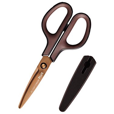 Plus SC175ST 34519 Scissors Fit Cut Curve Titanium Continuous Sharpness Brown