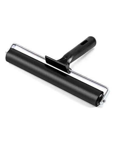 QWORK 8 Inch Rubber Roller Tape Roller for Print Tape Wallpapers Scrapbooks