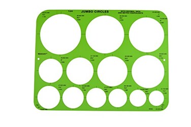 Westcott T826 Jumbo Circles Template Plastic Shape Template Tool 875 by 115 in