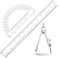Zonon 3 Pcs Plastic Ruler 6 Inch Protractor Drawing Compass Set Student Geometry Math Transparent Measuring Tools for Home School Classroom Office Supplies12 InchClear