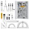 Nicpro 22 PCS Compass Geometry Tools with Case Drafting Tools Geometry Set with Swing Arm Protractor Rulers Metal Compass Square Set Mechanical Pencil Back to School Supplies for Students