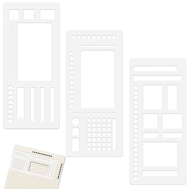 HINGTAI 3Pcs Journal Stencil Set Reusable Planner Stencils Templates Create Custom Weekly Monthly Layouts for Dot Grid Journals Enhanced Efficiency for Planning Journaling Enthusiasts