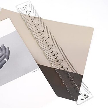 UPTTHOW Acrylic Paper Tearing Ruler Craft Ruler for Cutting Paper to Wavy Line Jagged and Irregular Edges 12 Measuring Tool for Engineering School Office Architect and Drawing