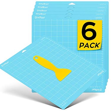 HTVRONT Light Grip Cutting Mat 6 Pack Cutting Mat 12x12 Compatible with Cricut Maker 3Maker 4MakerExplore 345Air 2One Light Adhesive Sticky Quilting Cutting Mats Replacement Accessories