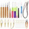 Rustark 49Pcs Dreadlocks Crochet Hook Tools Kit Hair Braid Dreadlocks Needle Interlocking Tool Hair Rings Hair Strings for Locs Hair Braid Weaving Dreadlocks Craft