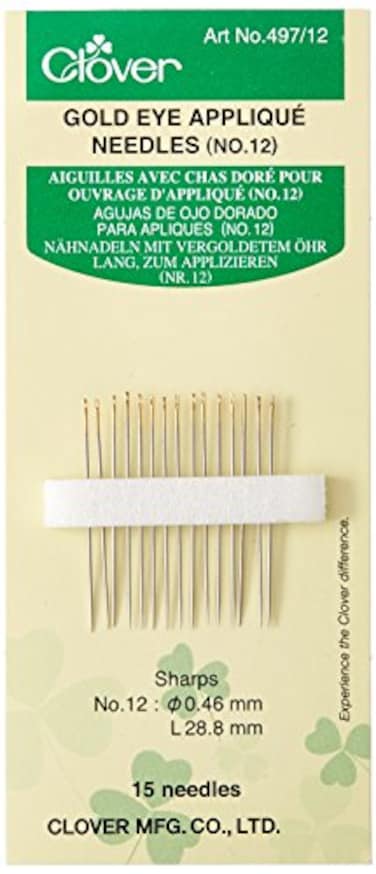 Clover Gold Eye Applique Needles Size 12