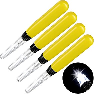 WILLBOND 4 Pieces LED Needle Threader Sewing Tools Lighted Plastic Wire Loop DIY Needle Threader Illuminated Hand Machine Sewing Tool for Stitch Crafting Yarn Embroidery Floss