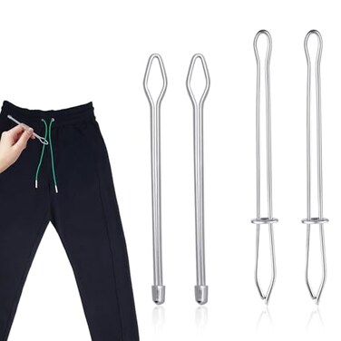 XIHIRCD 4pcs Rope Threader 2 Designs Bodkin Drawstring Threader Tool Set Metal Draw String Threader Tool Waist Band Insert Threader DIY Rope Threader Clip Sewing Accessories for Hoodies Shorts Sweatpa