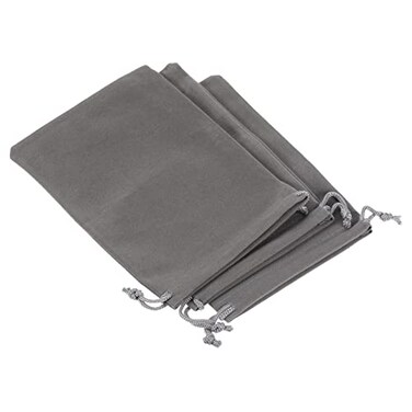 PATIKIL 18x12cm Microfiber Pouch 3Pcs Soft Storage Drawstring Gift Bag for Glasses Wedding Gray