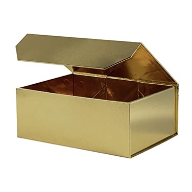 OBMMIRAO Upgrade 1PCS Gold Gift Box 95x7x4 Inches Sturdy Gift Box with Lid for Gift Packaging Foldable Magnetic Closure Storage Boxes Bridesmaid proposal box Rectangle Collapsible Box