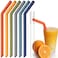 NiHome 6PCS Extra Wide Reusable Bent Silicone Straws for Boba Smoothies Bubble Tea EcoFriendly Bent Straws for Thick Drinks Dishwasher Safe Customizable Length 2 Brushes Deep Rainbow