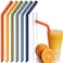 NiHome 6PCS Extra Wide Reusable Bent Silicone Straws for Boba Smoothies Bubble Tea EcoFriendly Bent Straws for Thick Drinks Dishwasher Safe Customizable Length 2 Brushes Deep Rainbow