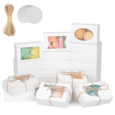 COTOPHER Soap Box 30Pcs Small Soap Packaging Boxes 35x235x12 Inch Mini Kraft Boxes with Window Soap Boxes for Homemade Soap Candy Chocolate Bakery Cookies Soap Packaging