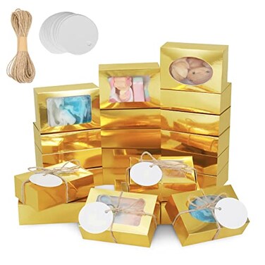 COTOPHER Soap Box 30Pcs Small Soap Packaging Boxes 35x235x12 Inch Mini Kraft Boxes with Window Soap Boxes for Homemade Soap Candy Chocolate Bakery Cookies Soap Packaging