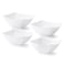 Posh Setting White Plastic Serving Bowls for Party 8oz 4 Pack Square Disposable Salad Fruit Bowls for Party Table Candy Containers for Candy Buffet