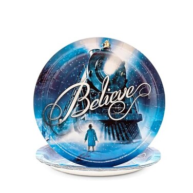 Silver Buffalo 8ct Polar Express Train Arrival 9Inch Paper Plates Tableware Set Blue