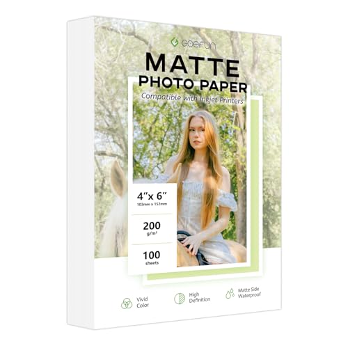 جو فن Goefun Matte Photo Paper 4x6 200gsm 100 Sheets 4x6