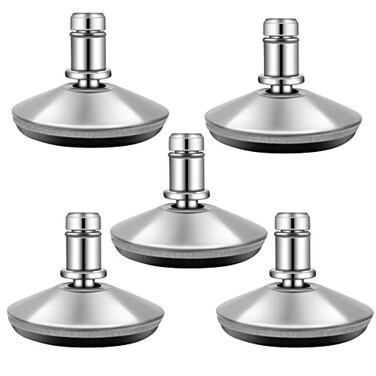 uvce Bell Glides Replacement Office Chair Swivel Caster Wheels to Fixed Stationary CastorsAdjustable Castor Low Profile Stool with Separate Self Adhesive Felt Pads Black 5pcs Silver