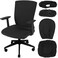 Tallew 4 Pcs Office Chair Covers Set Computer Universal Protective Stretchable Chair Seat Covers Desk Armrest Cover Pads Office Cushion Backrest for RotatingRegularBlack