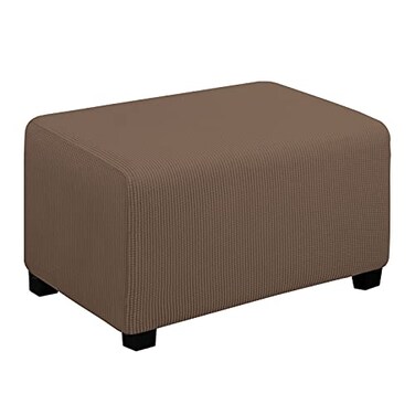 EasyGoing Stretch Ottoman Cover Folding Storage Stool Furniture Protector Soft Rectangle slipcover with Elastic BottomOttoman SmallBrown