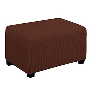 EasyGoing Stretch Ottoman Cover Folding Storage Stool Furniture Protector Soft Rectangle slipcover with Elastic BottomOttoman SmallCoffee