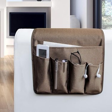 MDSTOP 5 Pockets Remote Control Holder Magazine Rack Space Saver Organizer Draped Over Sofa Couch Recliner Armrest