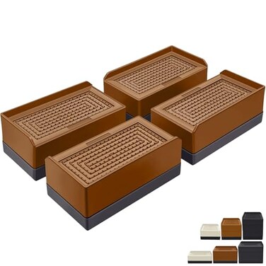 ANNKUT Furniture Risers 15 inch Rectangle Adjustable Risers Blocks for Bed Sofa Table and Couch LiftingHeavy Duty Support Up to 1300 Lbs 4 PackBrown
