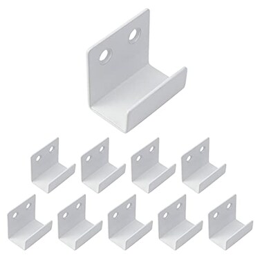 Coshar 10 Pcs Stainless Steel Hanger Bracket for Ceramic Tile Billboard Wall Tile Display Heavy Duty Flat J Clamp Hook Hanger Wall Mounted Clip Bracket Hook Fastener White Inner Width 21mm