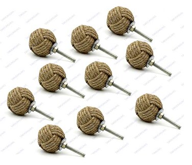 5MOONSUN5s Jute Rope Knot Handles Drawer Pulls Push Knobs for Cabinets Wardrobes Kitchen Cupboards 35 mm Pack of 10