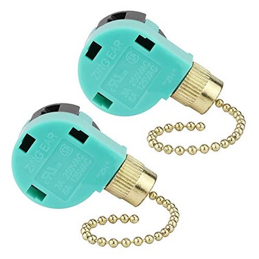 Ceiling Fan 3 Speed Pull Chain Switch Control Replacement 2PCS Brass
