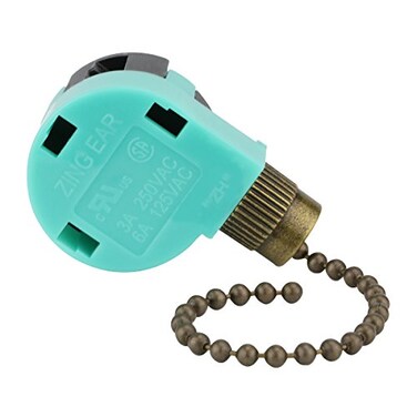 Ceiling Fan Switch 3 Speed 4 Wire Zing Ear ZE268S6 Pull Chain Switch Control Replacement 3 Speed Control Switch Ceiling Fans Wall Lamps Cabinet Light