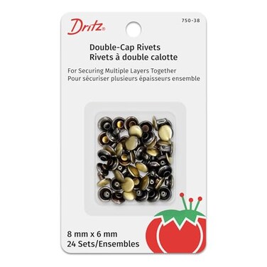 Dritz 75038 DoubleCap Rivets Brushed Brass 8mm x 6mm 24Sets
