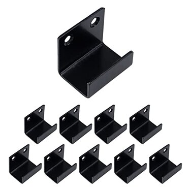Coshar 10Pcs Tile Display Wall Hanger Thicken Stainless Steel Flat J Hook Hanger Billboard Hook Fastener Black Inner Width 25mm