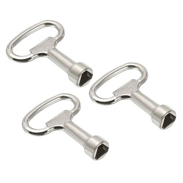 PATIKIL 125x7mm Triangle Socket Spanner Key 3 Pack Electrical Cabinet Gas Water Meter Key for Elevator Lift Door Triangle Panel Lock Silver