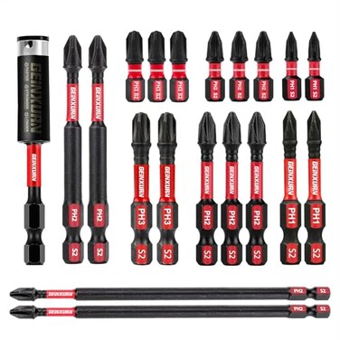 GEINXURN Impact Tough Phillips Bits PH1PH2PH3 Insert Driver Bits19Pack Bulk Phillips Screwdriver Bits Set with 1Pcs Impact Bit Holder