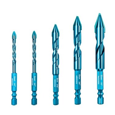High Strength Eccentric Twist Drill Bit Set 5PCS Dry Eccentric Drill Bits Masonry Drill Bits Set for Concrete Stone Marble Tile Wood 14 14 516 38 12