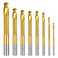 8 Pack Titanium Coated HSS Twist Drill Bits 310mm Serrated Side Cutting Drill Bit Hex Shank Serrated Cutting Drill Bits Drill Bit Woodworking Tools Hole Holesaw Tool for Plastic Metal Wood Hole