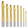 8 Pack Titanium Coated HSS Twist Drill Bits 310mm Serrated Side Cutting Drill Bit Hex Shank Serrated Cutting Drill Bits Drill Bit Woodworking Tools Hole Holesaw Tool for Plastic Metal Wood Hole