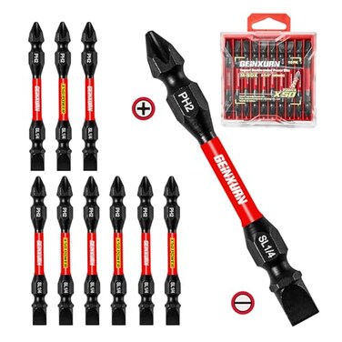 Geinxurn 10Pcs SL14PH2 Impact Double End Screwdriver Bit Set 256 in 2 PhillipsPower Driver Bits Magnetic S2 Steel Two Sides Screwdriver Bits Set with Storage MBox