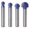 Wolfride 4pcs Core Box Router Bit 14 Inch Shank Round Nose Cove Box Router Bits