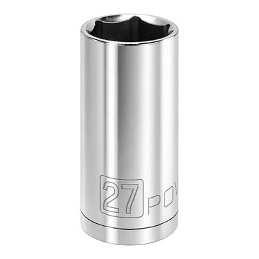 Powerbuilt 12 Inch Drive x 27mm Metric Deep Socket 6 Point ChromeVanadium made Size Marking 640841