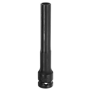 HARFINGTON Deep Thin Wall Impact Socket 10mm Metric 6 Point Socket 12 Square Drive 5 Extra Long Phosphated CRV Steel Industrial Grade Spindle Axle Nut Socket Black